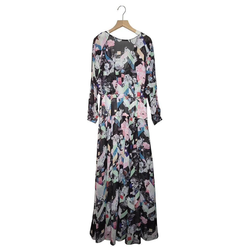 Rebecca Minkoff Lyric Maxi Dress Long Sleeve Colorful Size 2